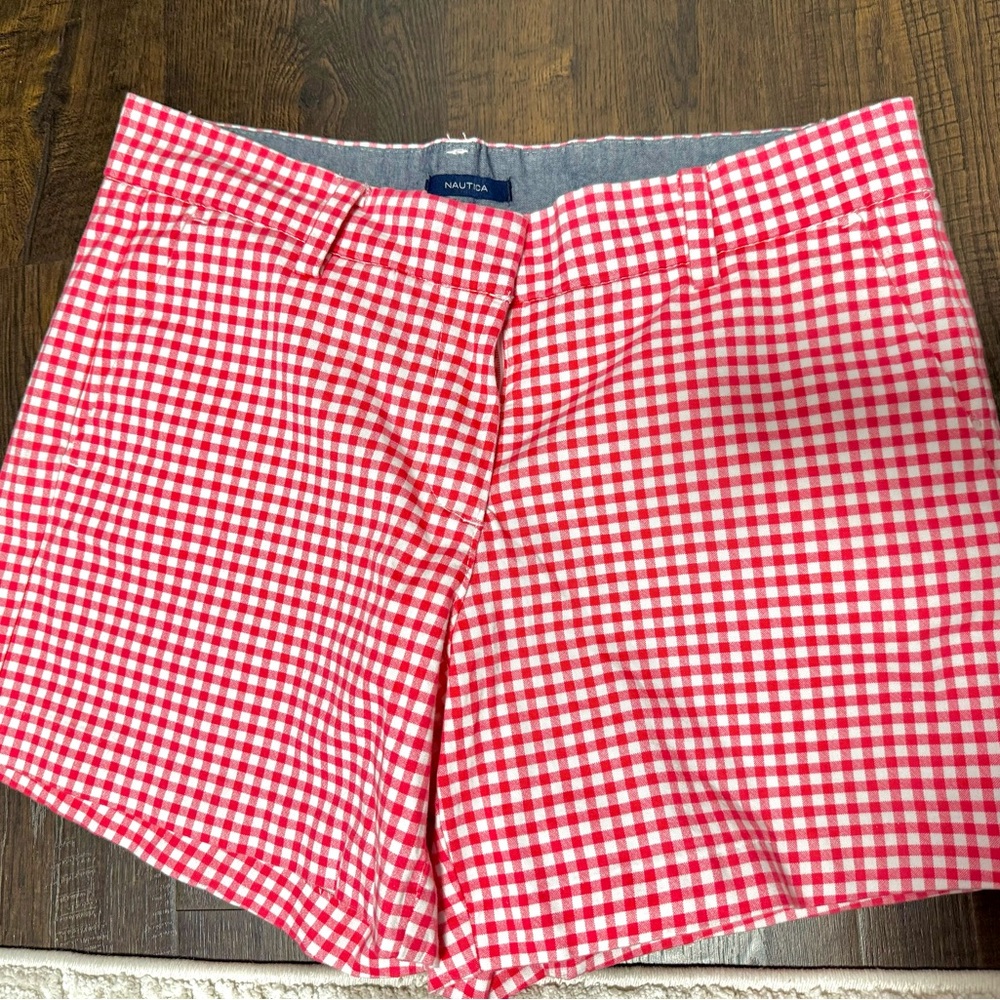 Nautica Women's Red Checkered Bermudas
